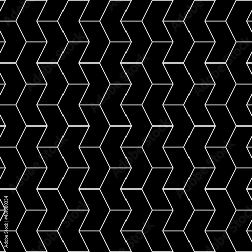 Mosaic seamless pattern. Zigzag figures ornament. Angle brackets. Puzzle shapes background. Arrows motif. Chevrons tiles wallpaper. Parquet backdrop. Digital paper  geometric design  textile print.