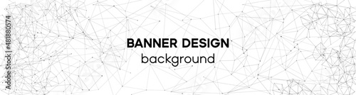 White geometric abstract website banner. Network technology concept. Futuristic pattern with connection of triangles