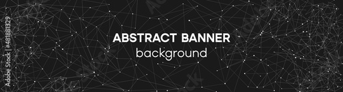 Minimal website header background. Corporate business concept. Dark medical pattern with node line connection