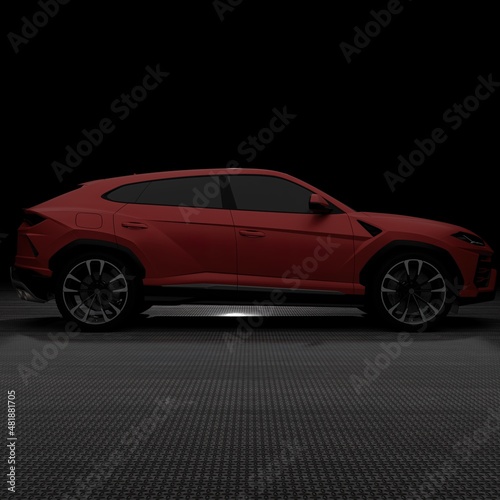 modern fast sports SUV and dark background 3d illustration © svetjekolem