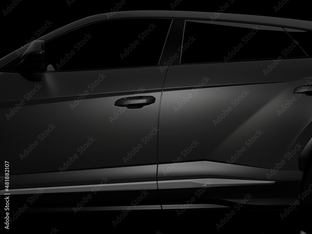 modern fast sports SUV and dark background 3d illustration