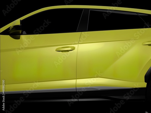 Obraz na płótnie modern fast sports SUV and dark background 3d illustration w salonie