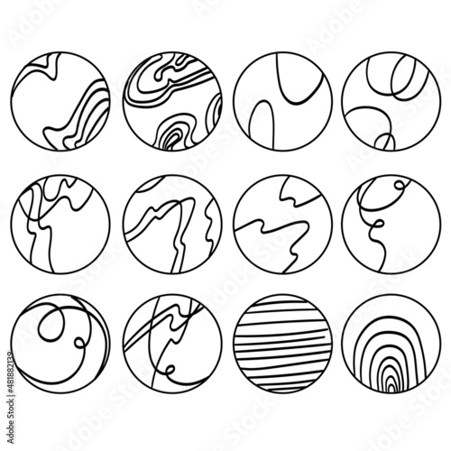 Black and white set of icons for highlights and templates for blog and social media