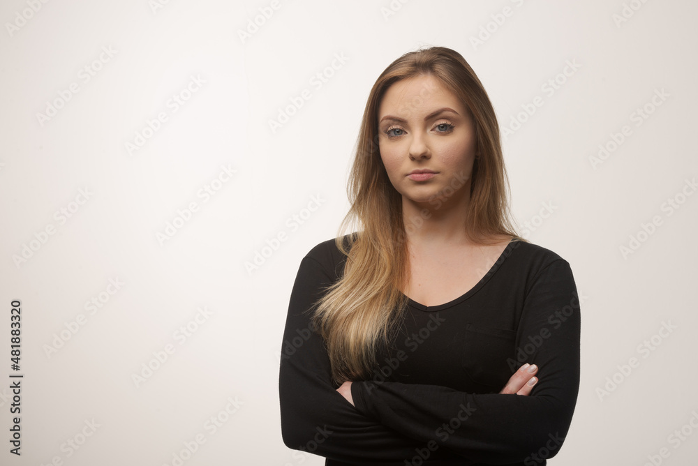 Obraz premium Angry woman portrait isolated in white background