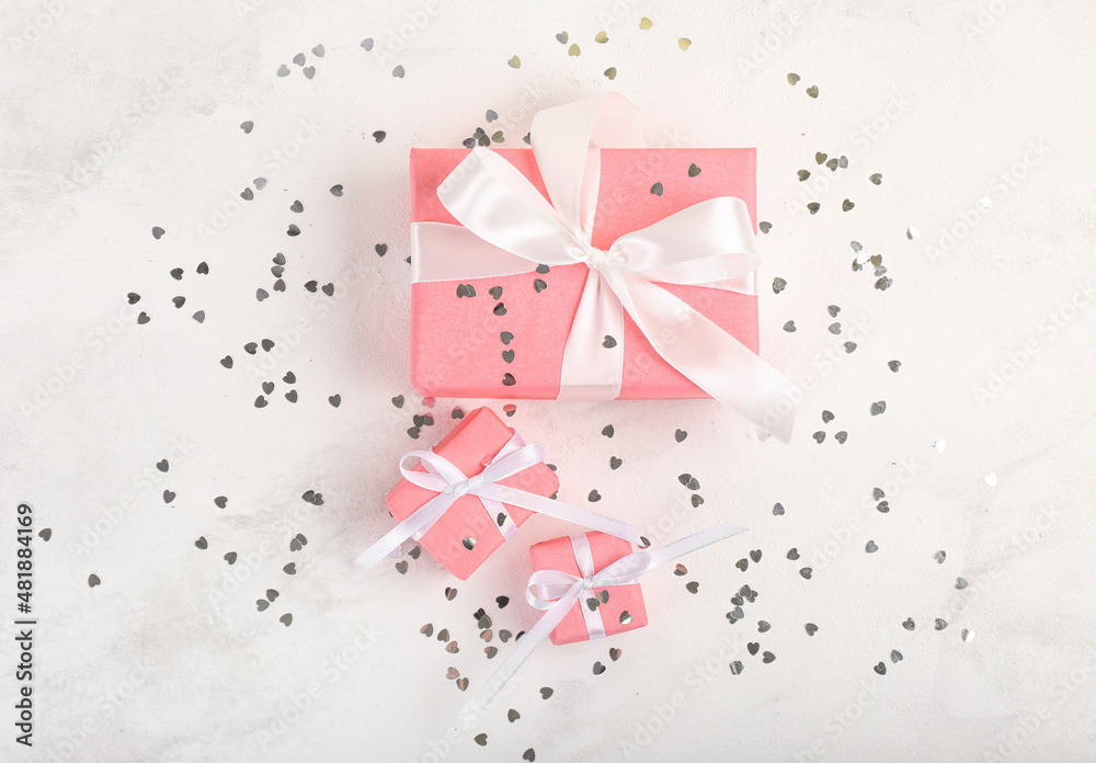 Gifts for Valentine's Day on light background Gifts for Valentine's Day on light background