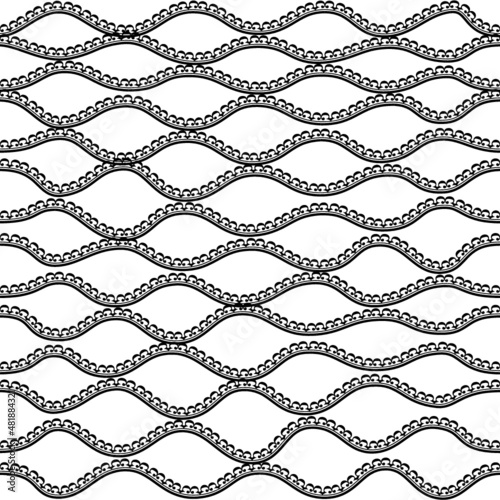 Seamless pattern, wave, brush art, illustration