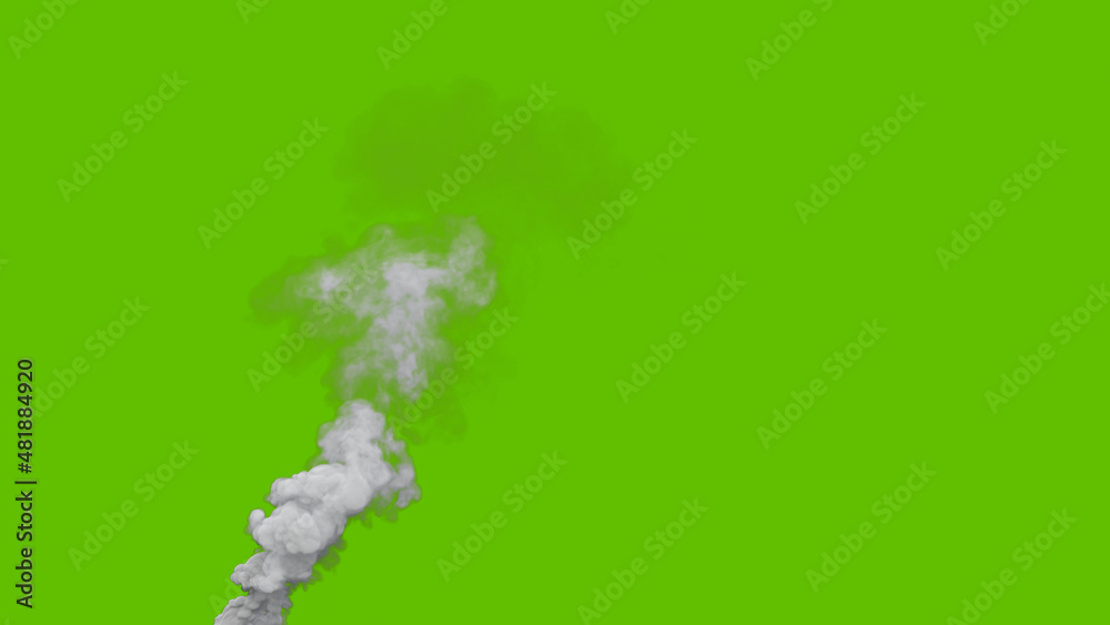 grey toxic smoke column from forest fire on green screen, isolated - industrial 3D illustration grey toxic smoke column from forest fire on green screen, isolated - industrial 3D illustration