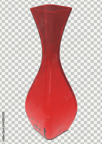 red glas vase png