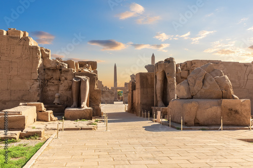 Karnak Temple, ruins of the Third and Fourth pylons and Thutmose I Obelisk, Luxor, Egypt