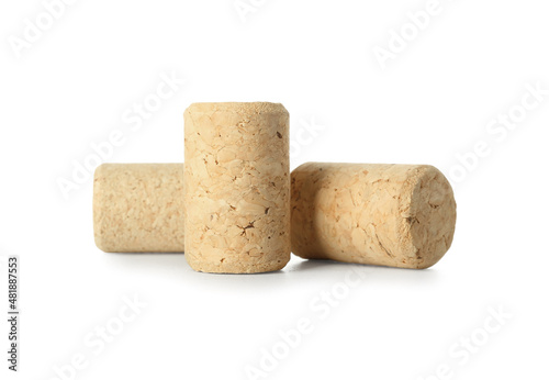 Wine corks on white background