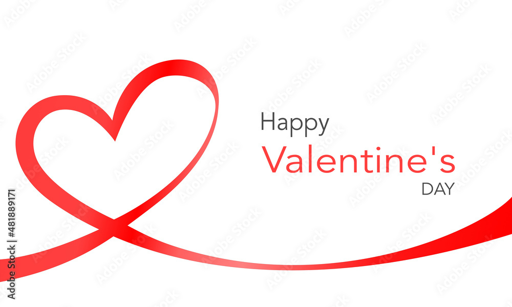 Happy Valentine's Day red ribbon banner