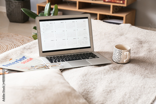 Laptop with digital calenda...