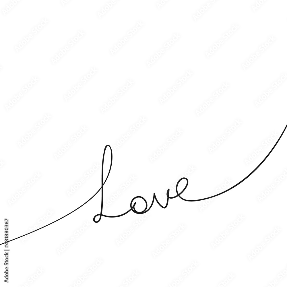 Love word continuous one line drawing, Calligraphy lettering free handwriting love, black and white minimalist graphics Love word continuous one line drawing, Calligraphy lettering free handwriting love, black and white minimalist graphics
