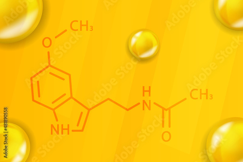 Melatonin chemical formula. Melatonin 3D Realistic chemical molecular structure