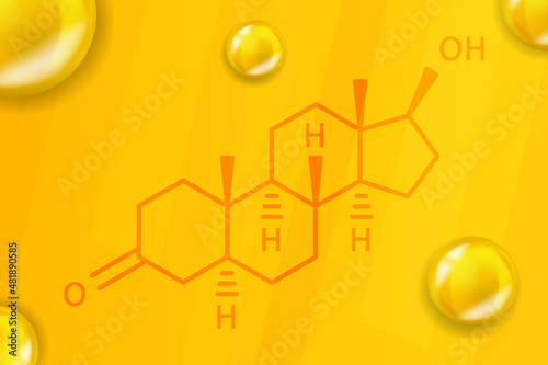 Dihydrotestosterone chemical formula. Dihydrotestosterone 3D Realistic chemical molecular structure photo