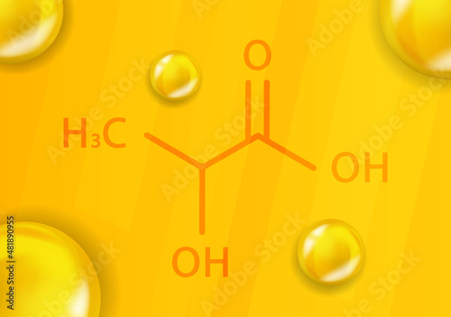 Lactic acid chemical formula. Lactic acid 3D Realistic chemical molecular structure