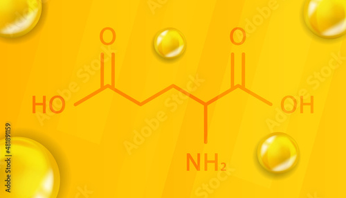 Glutamic acid chemical formula. Glutamic acid 3D Realistic chemical molecular structure