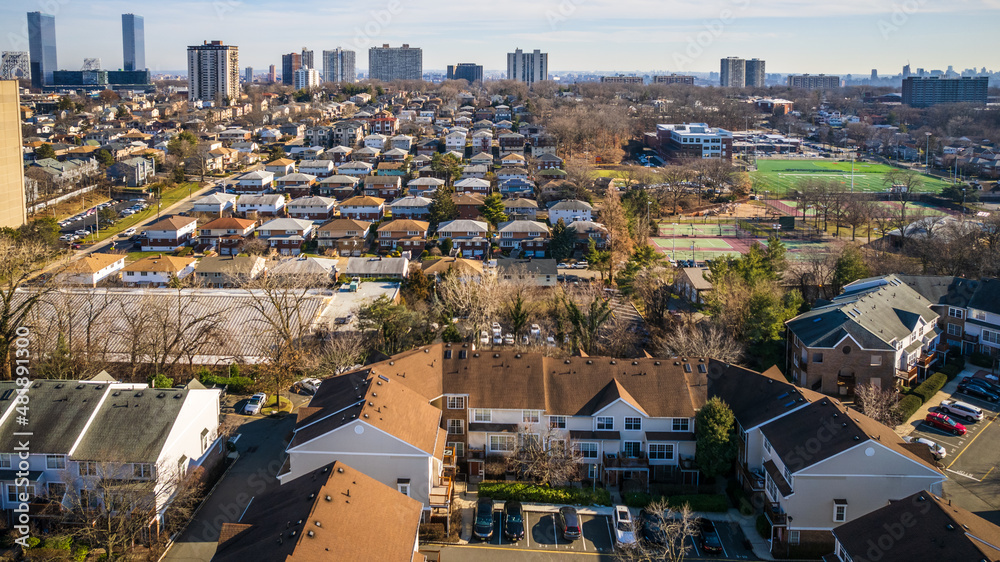 Aerial Drone Landscape of Fort Lee New Jersey 