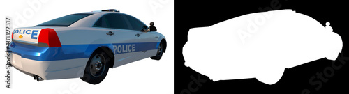 Police Patrol 1-Perspective B view white background alpha png 3D Rendering Ilustracion 3D 