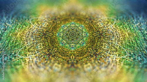 Fototapeta Naklejka Na Ścianę i Meble -  Geometric mosaic kaleidoscope texture with shallow depth of field, abstract Background. Multicolor. Warm colors and shades.