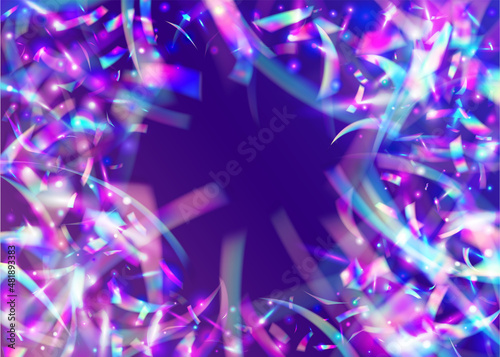 Cristal Effect. Purple Metal Confetti. Glitch Tinsel. Laser Realistic Illustration. Party Prism. Iridescent Background. Webpunk Foil. Crystal Art. Pink Cristal Effect