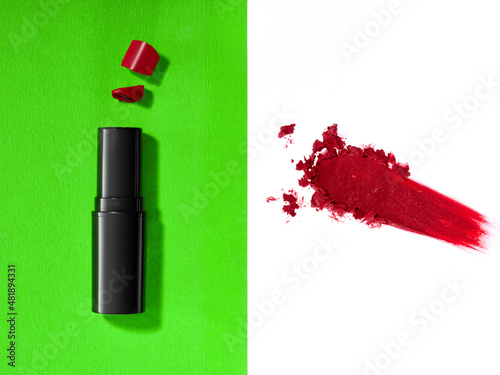 Color lipstick with smudged stroke