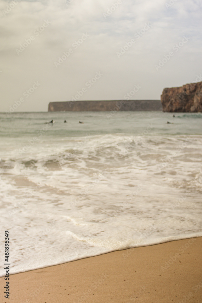 Ocean beach, cliffs in Portugal