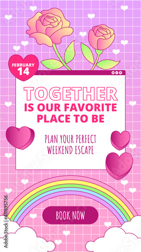Set of Valentine's Day cards for Instagram Stories