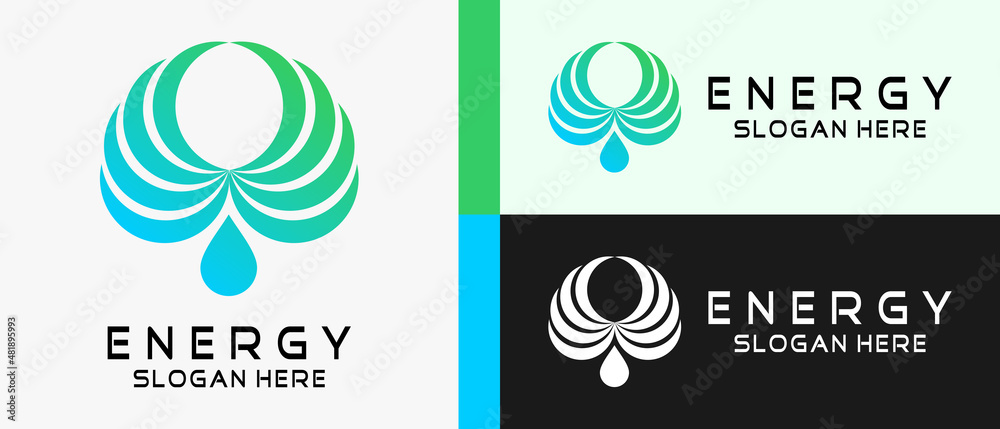 energy logo design template with wings and water drops element concept. premium vector logo illustration energy logo design template with wings and water drops element concept. premium vector logo illustration