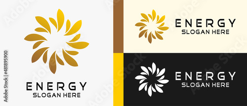 energy logo design template with creative abstract concept in the form of flowers. premium vector logo illustration