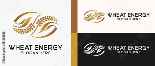 wheat or rice logo design template with creative and minimalist concept. premium vector logo illustration