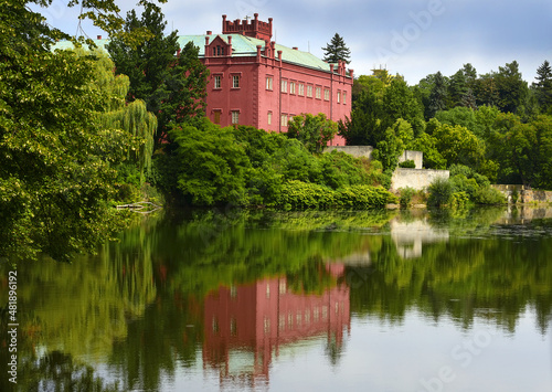 Klasterec nad Ohri, Neo-Gothic castle on the bank of the Eger River (river Ohre), Czech republic photo