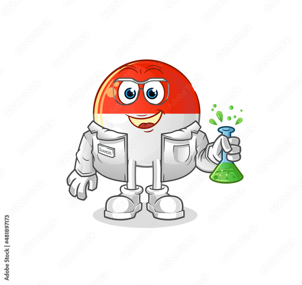 Fototapeta premium indonesian flag scientist character. cartoon mascot vector
