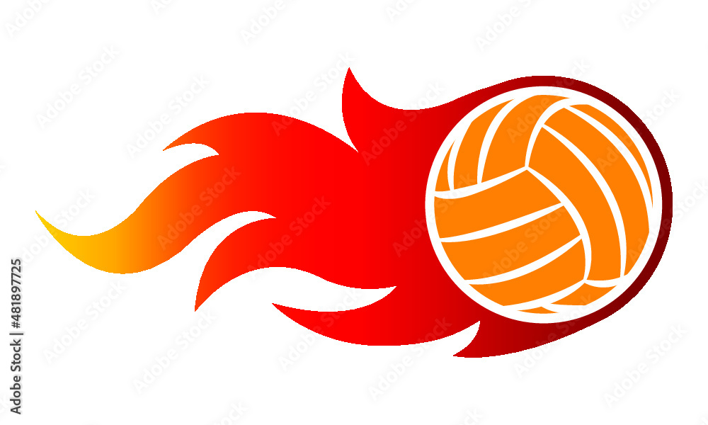 Obraz premium Vector illustration of volleyball ball with simple flame shape. Ideal for sticker, decal, sport logo and any kind of decoration.