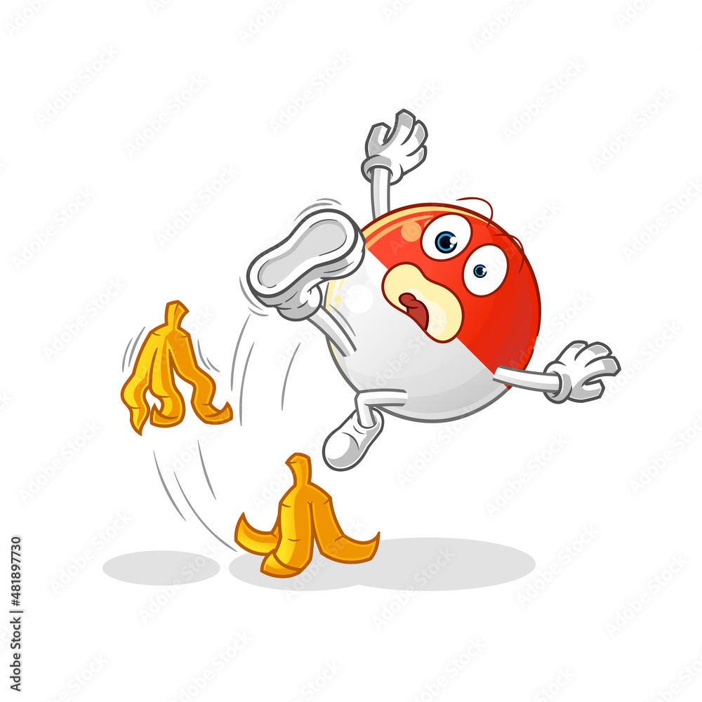 indonesian flag slipped on banana. cartoon mascot vector indonesian flag slipped on banana. cartoon mascot vector