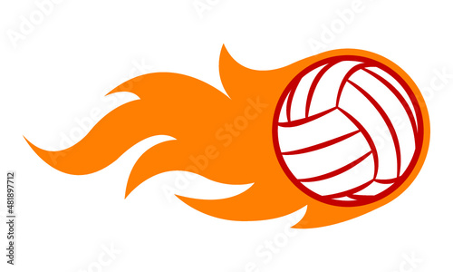 Vector illustration of volleyball ball with simple flame shape. Ideal for sticker, decal, sport logo and any kind of decoration.