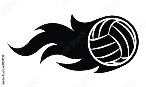 Vector illustration of volleyball ball with classic simple flame shape.