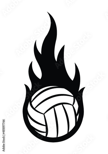 Vector illustration of volleyball ball with classic simple flame shape.