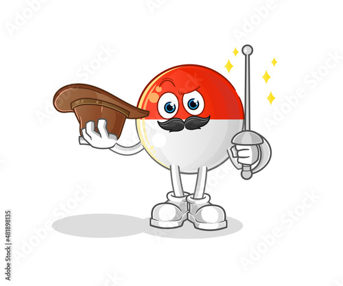 indonesian flag fencer character. cartoon mascot vector