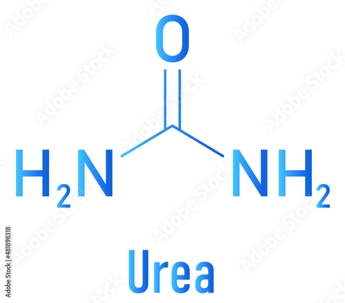 Urea or carbamide molecule. Used in cosmetics, fertilizer; present in urine. Skeletal formula. photo
