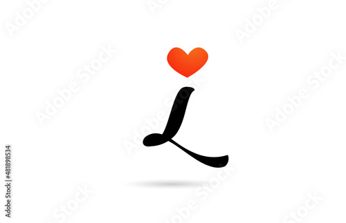 handwritten L alphabet letter icon logo design. Creative template for business with love heart
