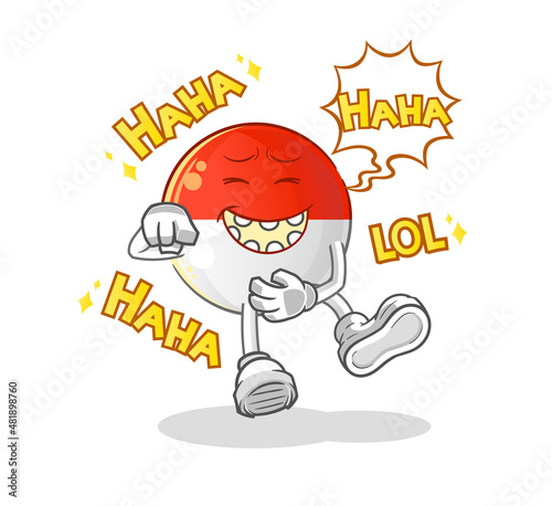 indonesian flag Laugh Out Loud character. cartoon mascot vector