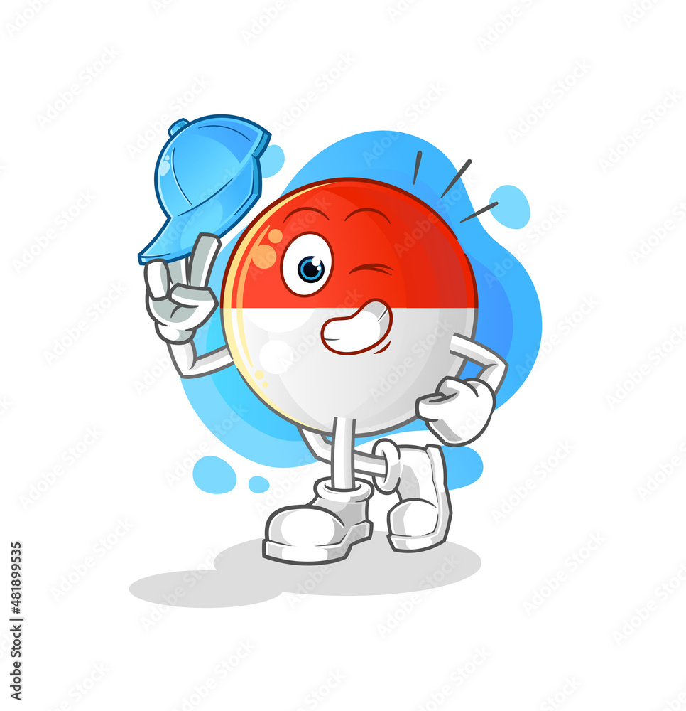 Obraz premium indonesian flag young boy character cartoon