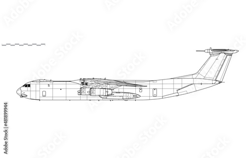 Lockheed C-141B Starlifter. Vector drawing of strategic transport aircraft. Side view. Image for illustration and infographics.