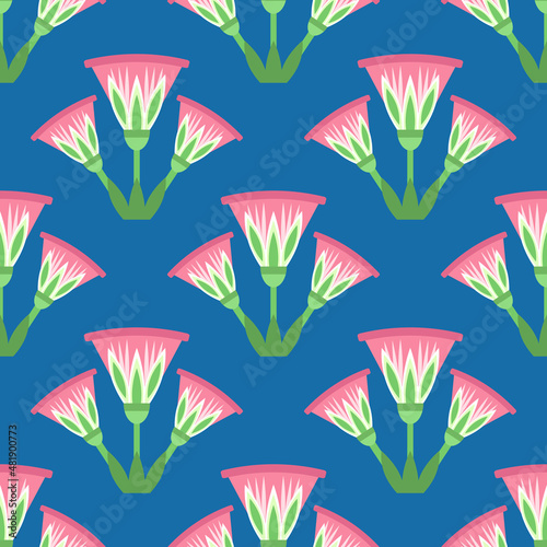 Seamless pattern vector illustration of the Egyptian ancient ornament with a lotus flower, leaves, papyrus, palm tree. Egyptian culture element For wallpaper, wrapping, paper, fabric, background