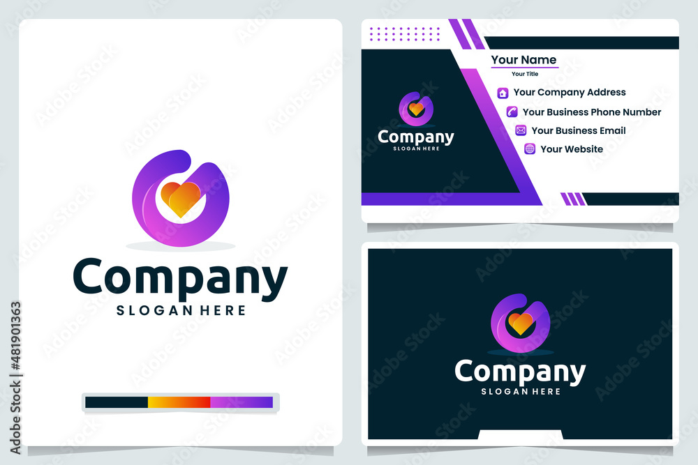 letter g and love , color gradient,logo design and business card letter g and love , color gradient,logo design and business card