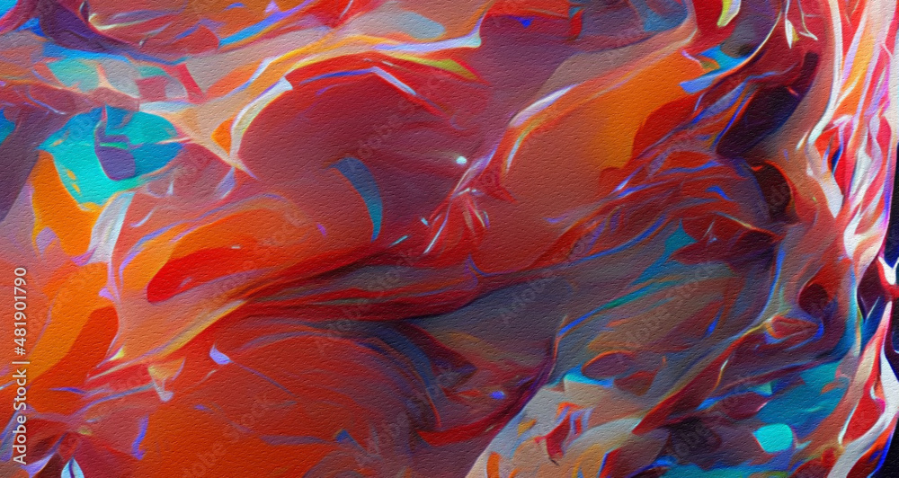 Obraz premium Abstract art interior decor design wall print. Canvas abstract psychedelic crazy modern painting. Drawing digital texture background pattern. Faded colors and vibrant design. Web banner, poster, card
