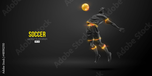 football soccer player man in action isolated black background. Vector illustration