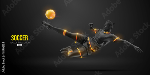 football soccer player man in action isolated black background. Vector illustration