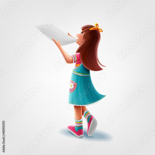 little girl delivering her elementary diploma